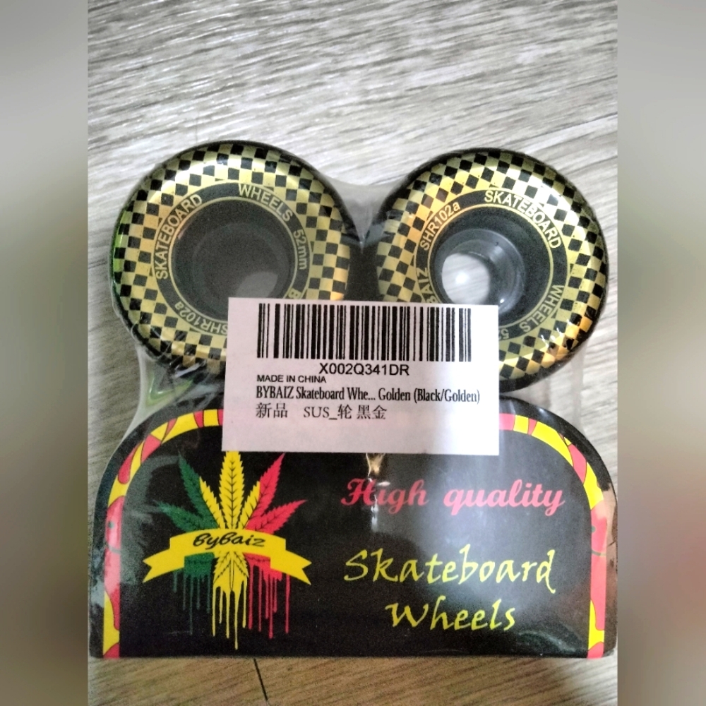 Gold & Black Plaid Skateboard Wheels